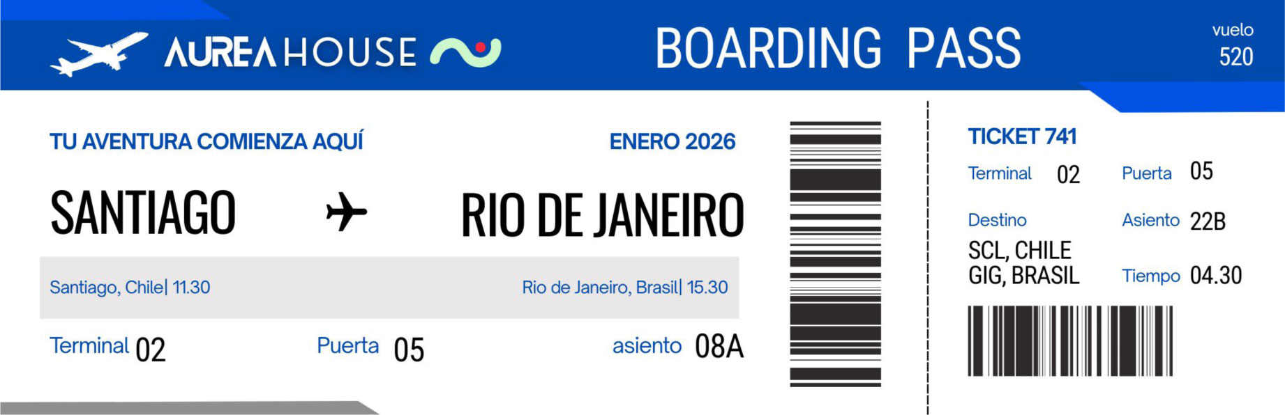 boarding Áurea House  Viaje Santiago  Río de Janeiro 2026 - Imagen 1